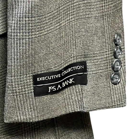 Jos‎ A Bank Blazer Men 43R Glen Plaid 2-Button Professional Tailored Silk Wool